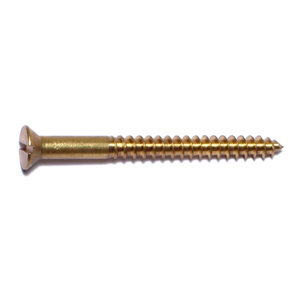 Midwest Fastener Wood Screw, #12, 2-1/2 in, Plain Brass Flat Head Slotted Drive 61013 - main